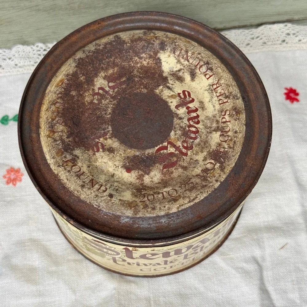 Vintage Stewarts Private Blend Coffee Tin 1933 Chicago World Fair 1# Empty Rusty